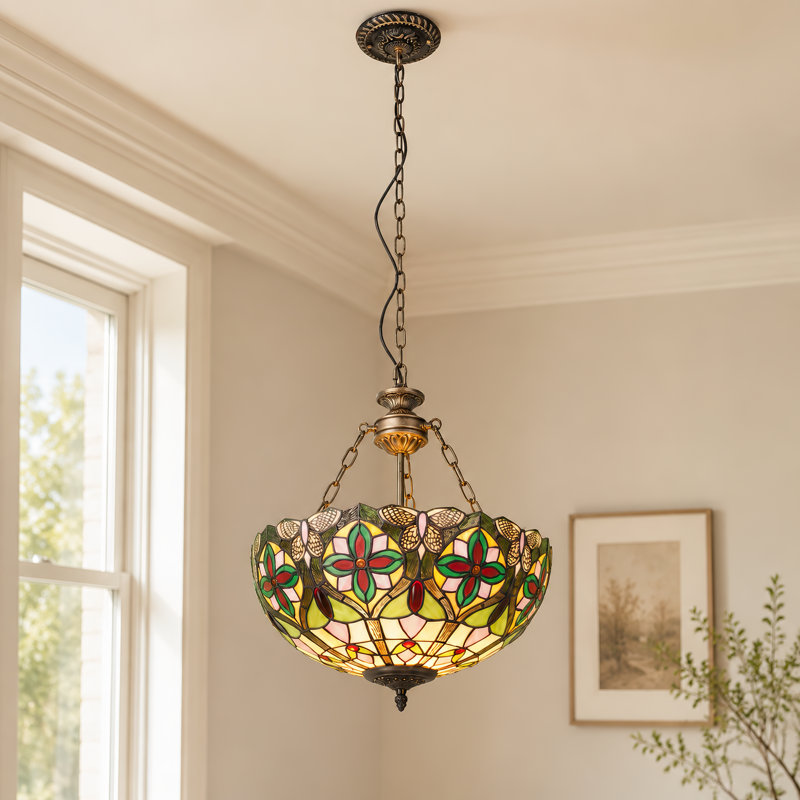 Lustre Tiffany 15,7 "à 3 lumières à intensité variable Vintage