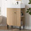 Meuble-lavabo autoportant de 21,6 po avec lavabo en céramique pour petites salles de bain, rangement latéral