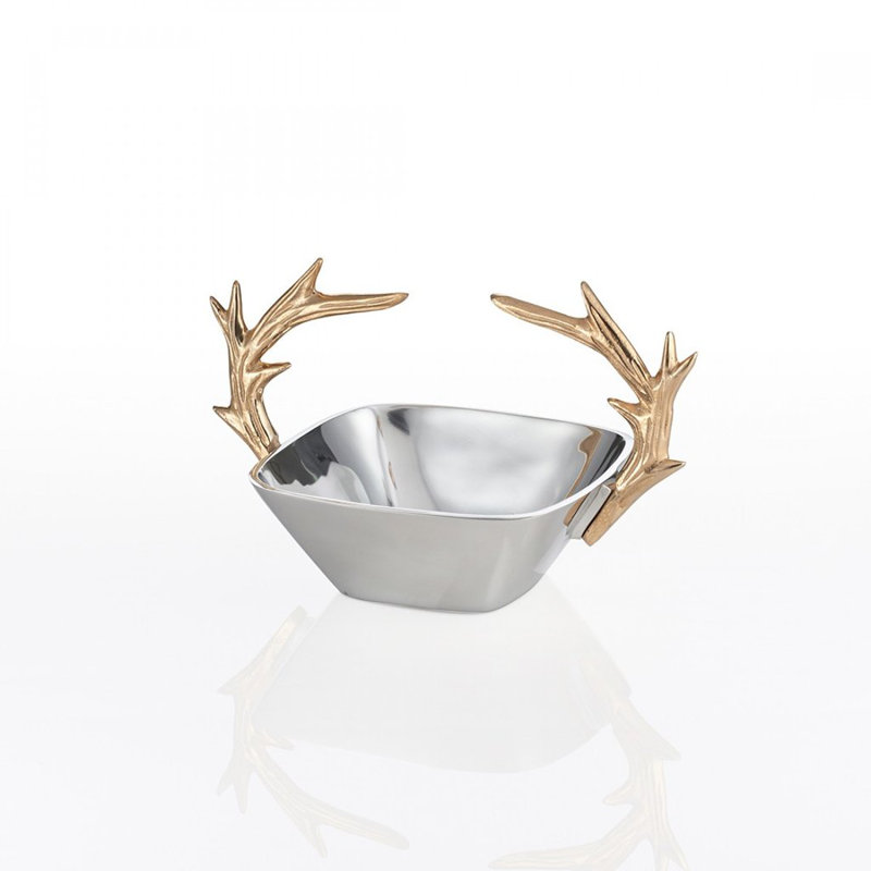 Staghorn Metal Abstract Posh & Luxe Decorative Bowl in Silver/Gold