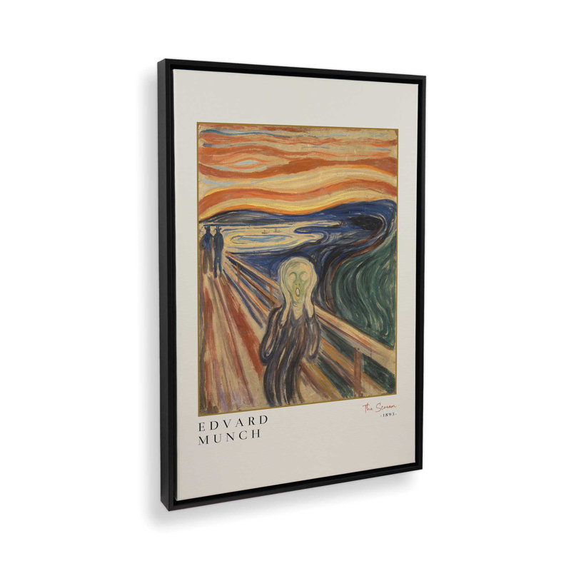 Le cri par Edvard Munch, Cadre flottant noir satiné, H 18,75 po x l 12,75 po