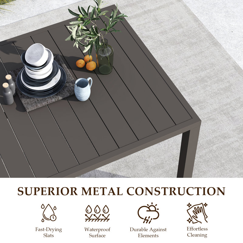 Domi Patio Outdoor Metal Dining Table, 29.53” H x 38.11” W x 78.66” D