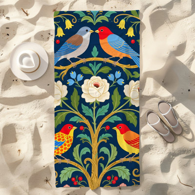  Serviette de plage légère en microfibre, absorbante et sans décoloration, 30 po x 60 po, pivoine à motif floral rétro