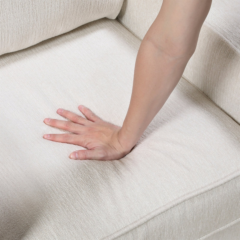 Causeuse rembourrée en chenille beige moderne avec coussins décoratifs Canapé confortable à 2 places
