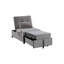 Canapé-lit ajustable en velours gris avec coussin inclus
