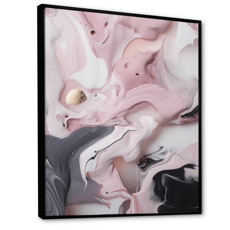 Œuvre d'art en marbre massif III - estampes abstraites encadrées en marbre, H 32 po x l 16 po x P 1 po, Cadre flottant noir