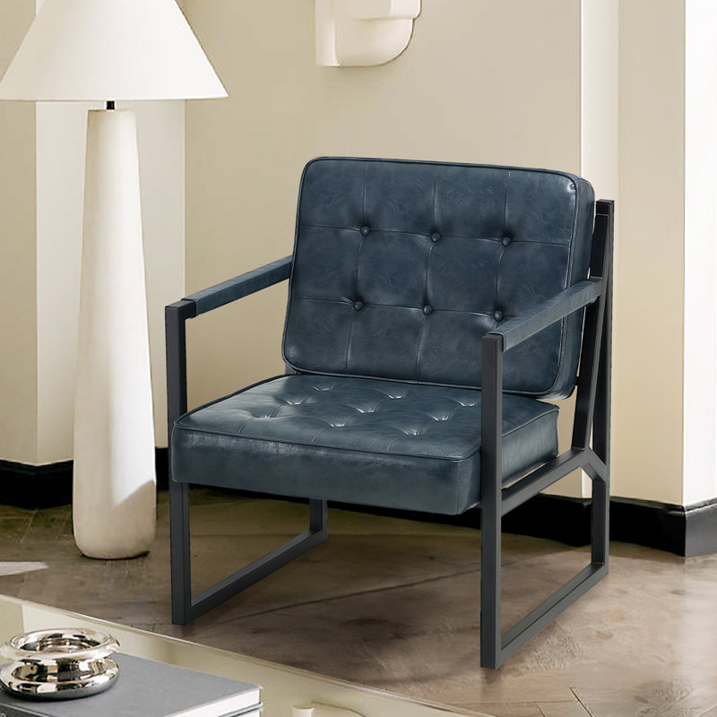 Multi-color PU Leather Upholstered Office Chair with Stylish Armchair and Metal Legs, Suitable For Living Room, Bedroom, Reception Area and Waiting room