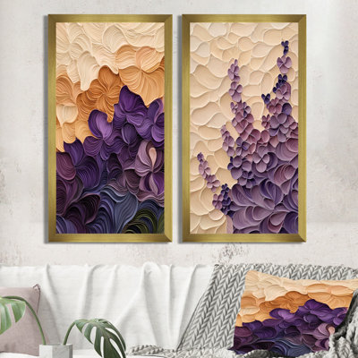 Amethyst Bloom of Verbena Flowers I - Flower Canvas Wall Art, Traditional Floral 2 Piece Wall Decor