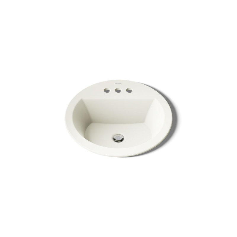 Lavabo de salle de bain circulaire encastré en céramique avec trop-plein Bryant, Biscuit, Centres de 4 po