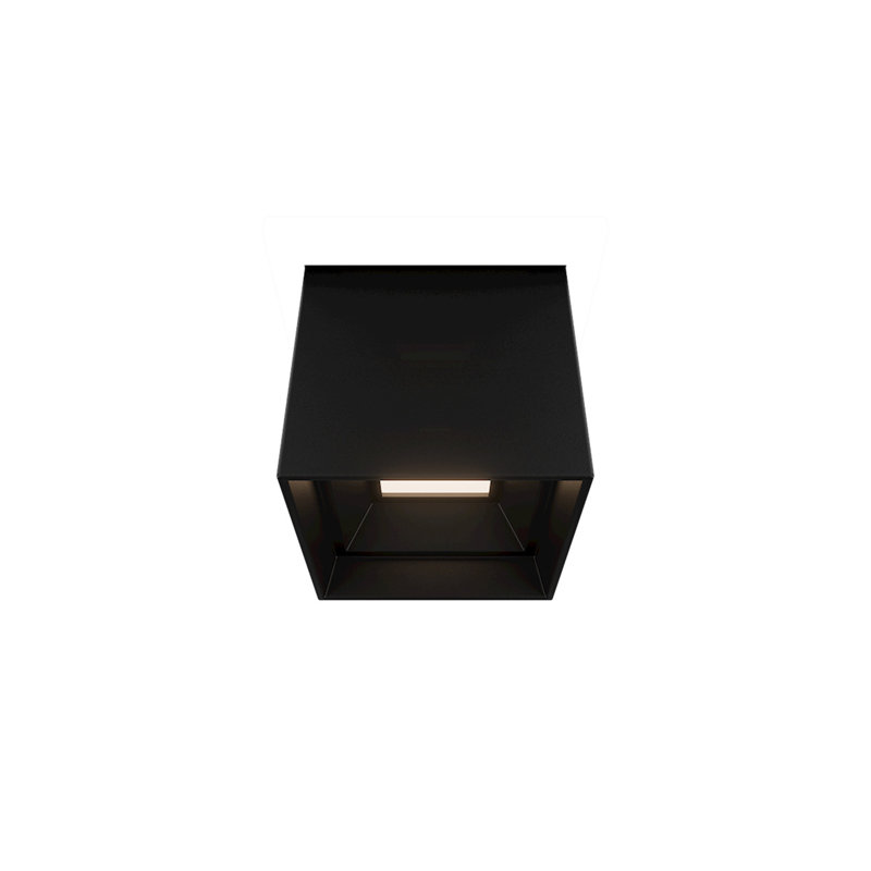 Downtown Square Dimmable LED Outdoor Flush Mount With Built In Color Temperature Switch from 3000K/3500K/4000K, 3500, Black