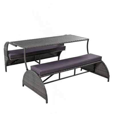 Versatile outdoor loveseat that converts to four seats and a table, suitable for gardens and lawns by Latitude Run