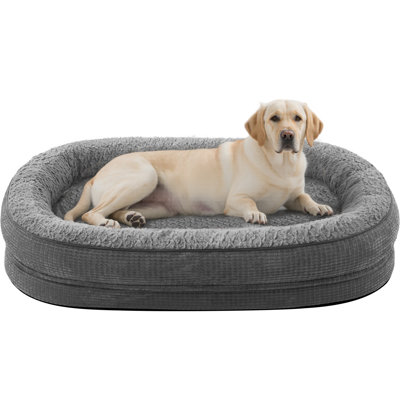 JOEJOY Orthopedic Dog Bed for Extra Large Dogs, Egg-Crate Memory Foam Pet Bed with Bolster Sides, Waterproof Lining, Removable Washable Cover & Non-Slip Bottom