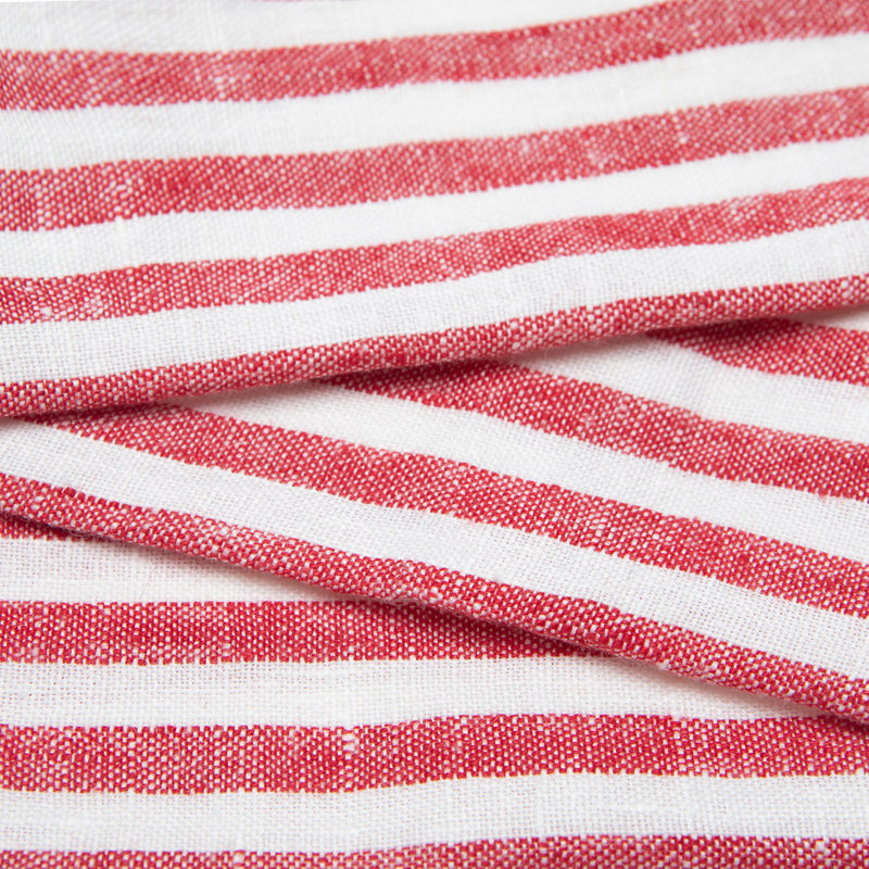 Camargo Striped Square Napkin, White/Red