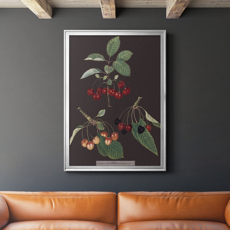 Toile encadrée de qualité supérieure Brookshaw Cherries, Cadre argenté, H 36,5 po x l 26,5 po x P 1 po