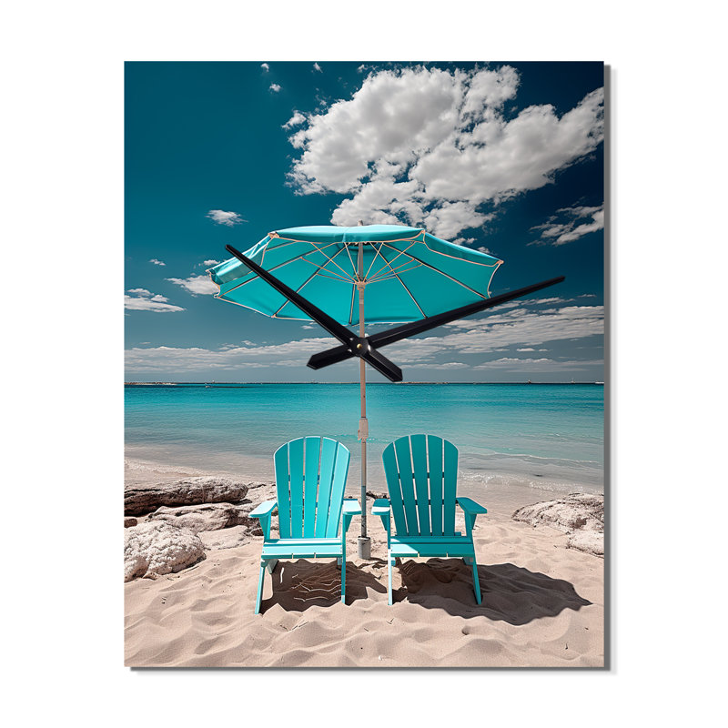 Beach Sandy Escape Chairs - Nautical & Beach Wall Clock, 32" H x 24" W x 1" D