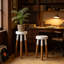 Ensemble de support à plante et tabouret d'appoint en bois Modern Modern