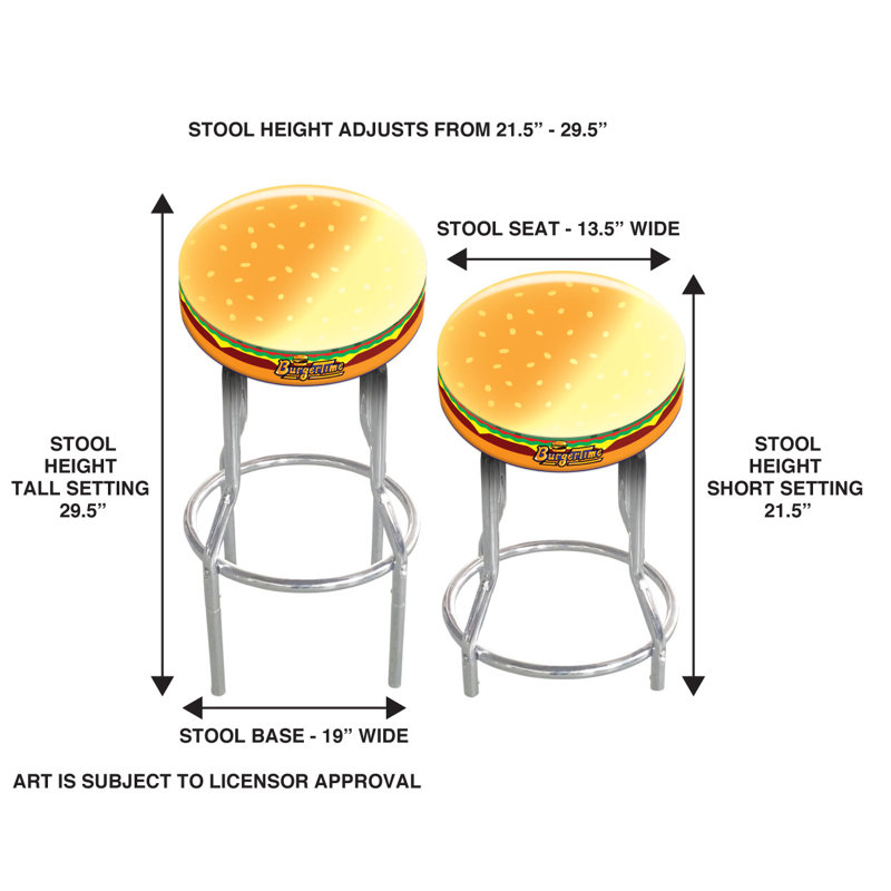 Arcade1up Burgertime Adjustable Height Bar and Arcade Stool
