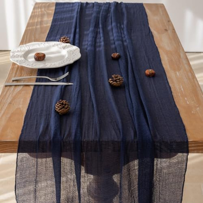 Chemin de table bleu marine 120 pouces Boho