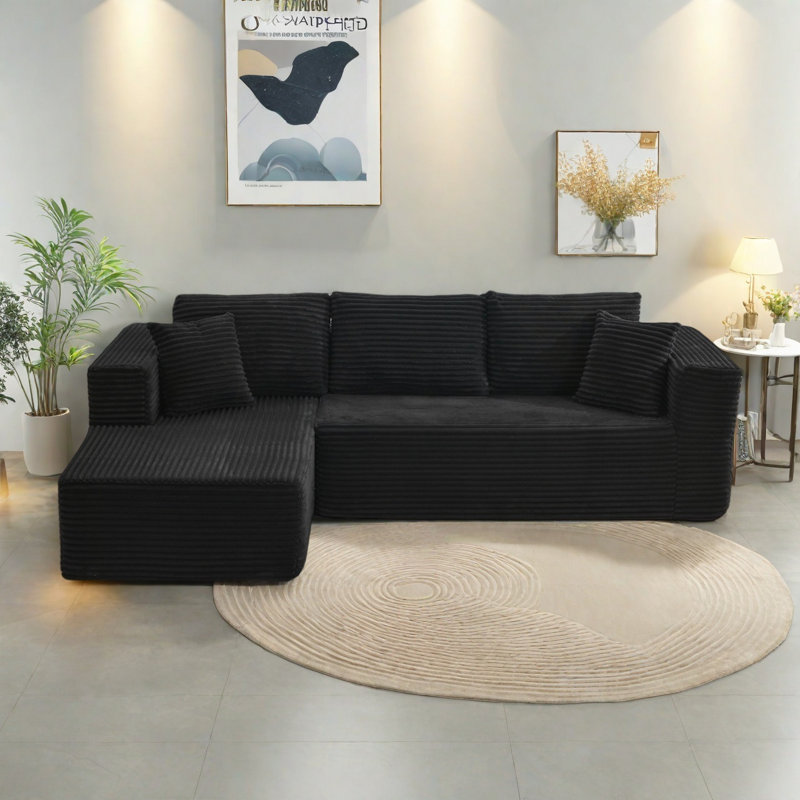Canapé modulaire en forme de L de Boneless, Noir