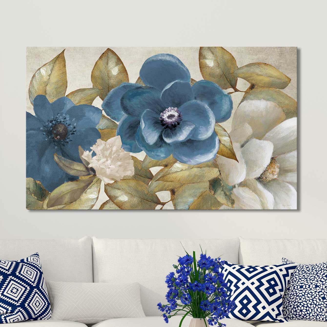 Winston Porter Russio Blue Magnolias On Canvas by Lanie Loreth Print ...