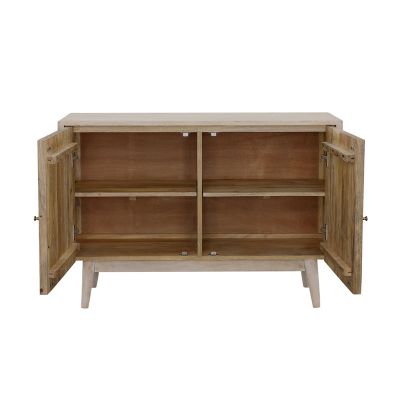 Armoire d'appoint en bois 2 portes Ferrer blanc délavé et noir