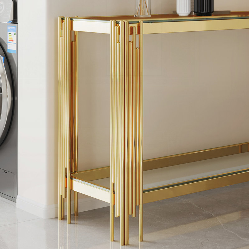 Console moderne pour vestibule et salon, Transparent / Doré