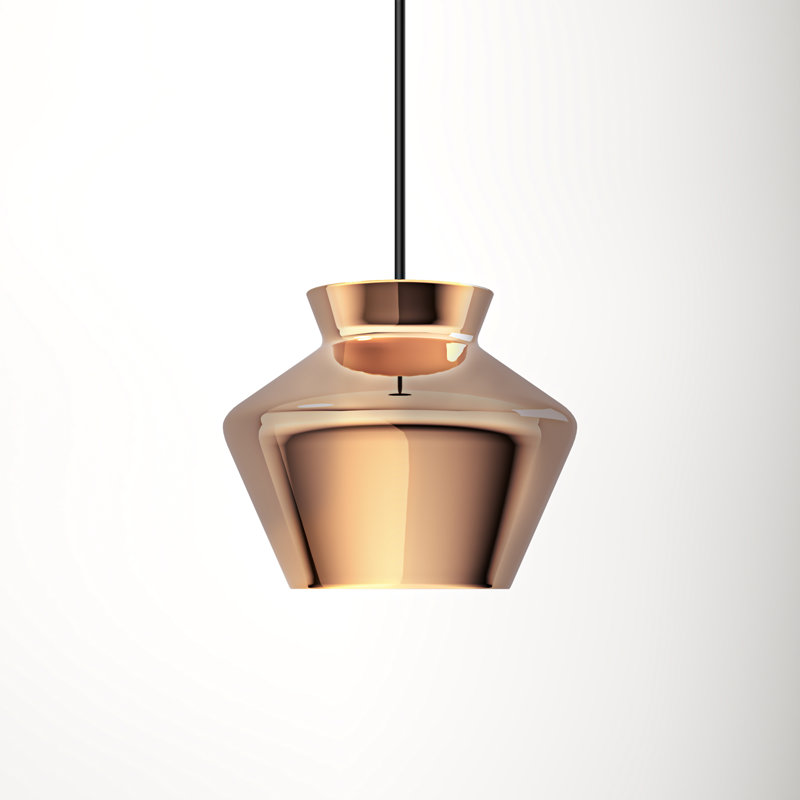 Single Light Glass Dimmable LED Pendant, Copper