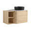 Meuble-lavabo mural 36 po avec lavabo d'art en céramique et tablettes de rangement, porte à fermeture en douceur, contreplaqué
