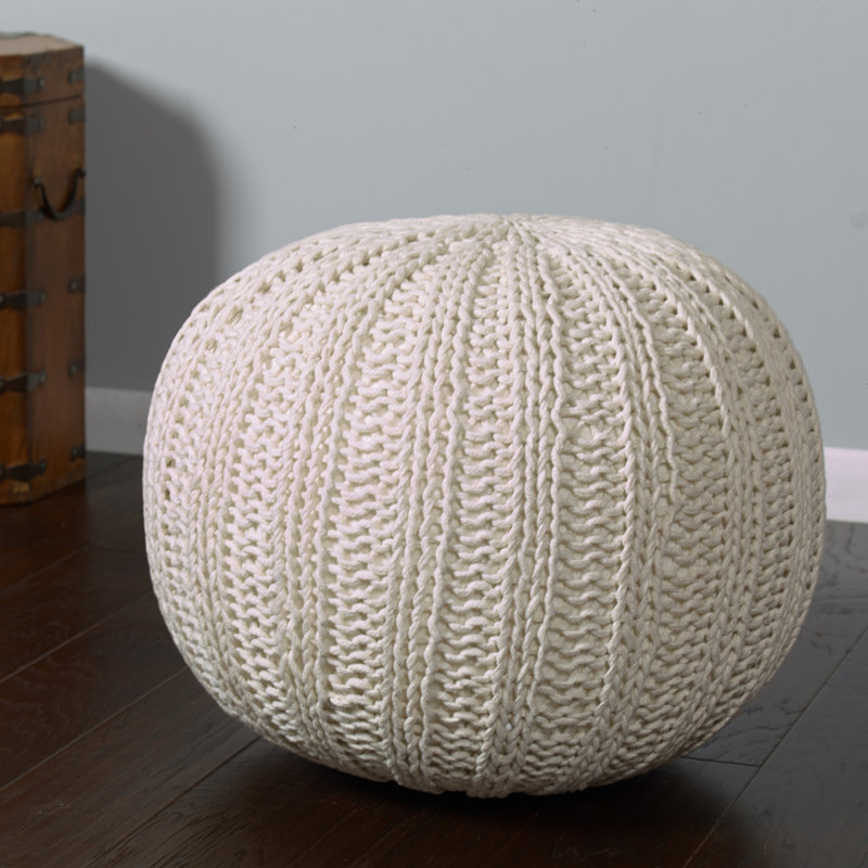 Pouf rond en coton 20 po beige, Beige