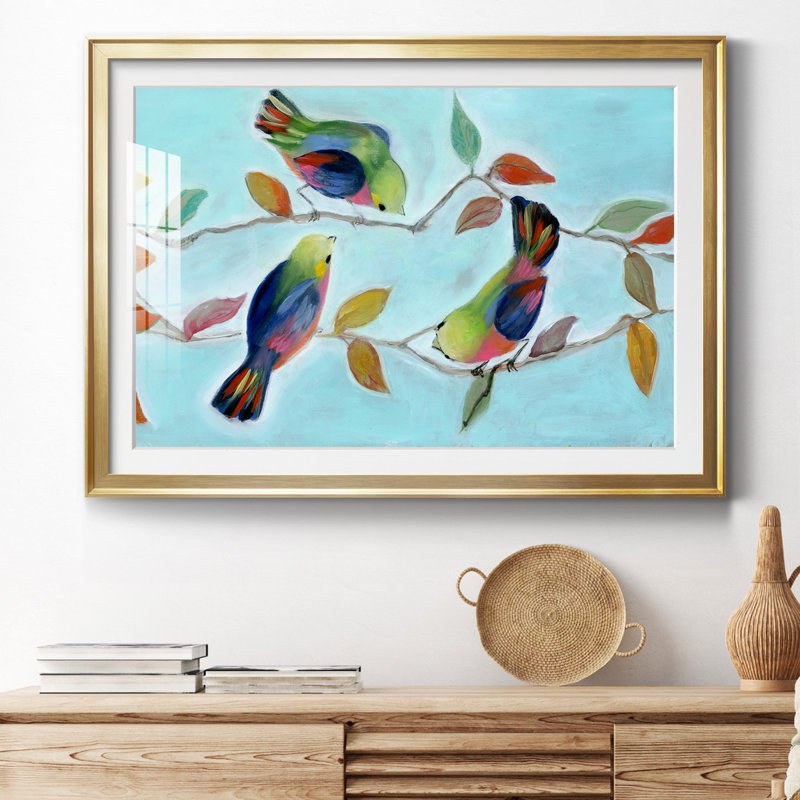 Bitty Birds I - peinture encadrée, H 18,5 po x l 24,5 po x P 1,5 po, Or
