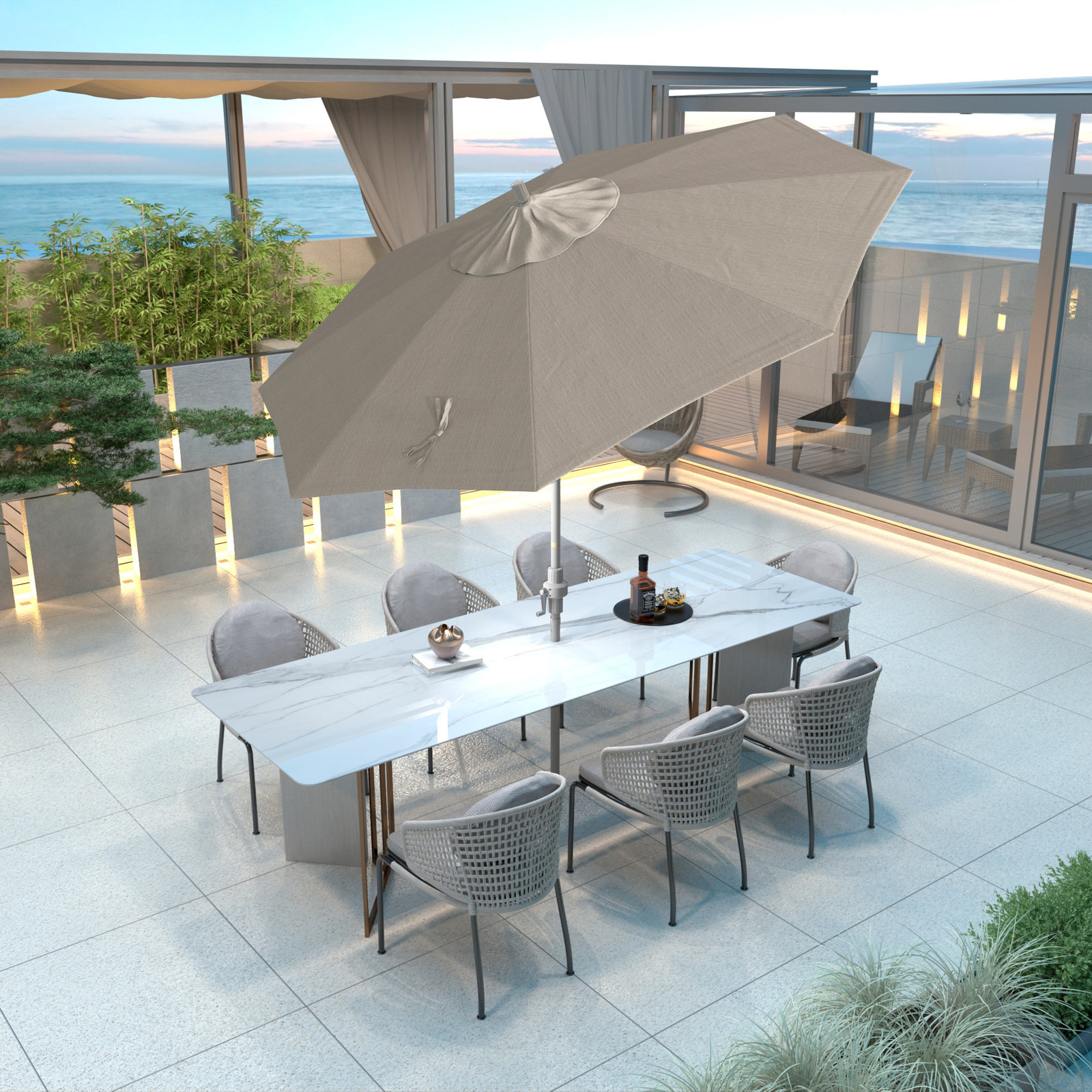 Calline 108'' Outdoor Umbrella, Woven Granite Performance