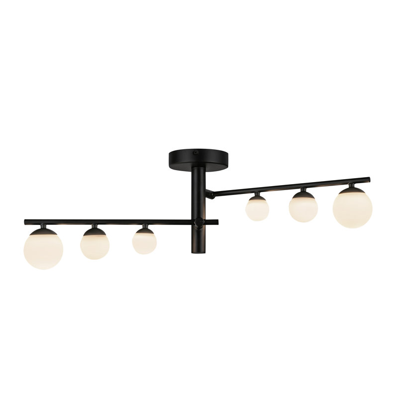 Cypress 2 Arm Opal Glass LED Semi-Flush, Black