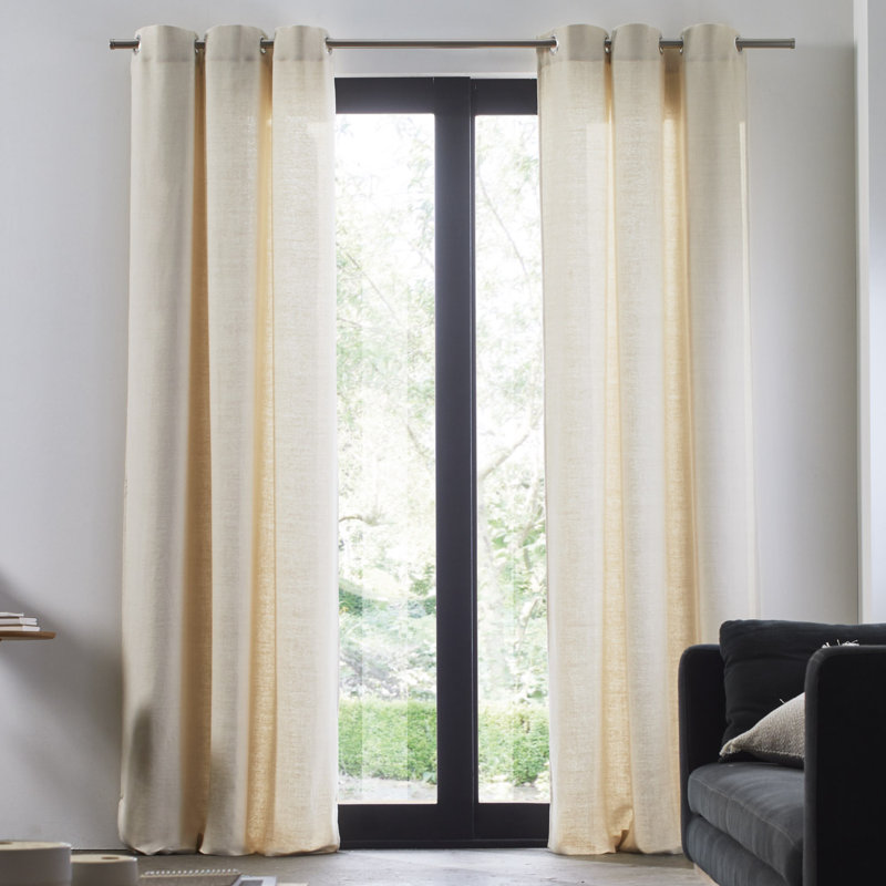 Aubin Linen Semi Sheer Single Curtain Panel, Gilded Beige, 200 W x 275 D cm