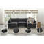 Canapé 2 places moderne en chenille noire avec ports USB, canapé compact pour la maison-137377966
