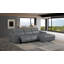 Canapé modulaire 3 pièces en cuir véritable gris foncé avec 2 fauteuils inclinables et appuis-tête réglables gris foncé