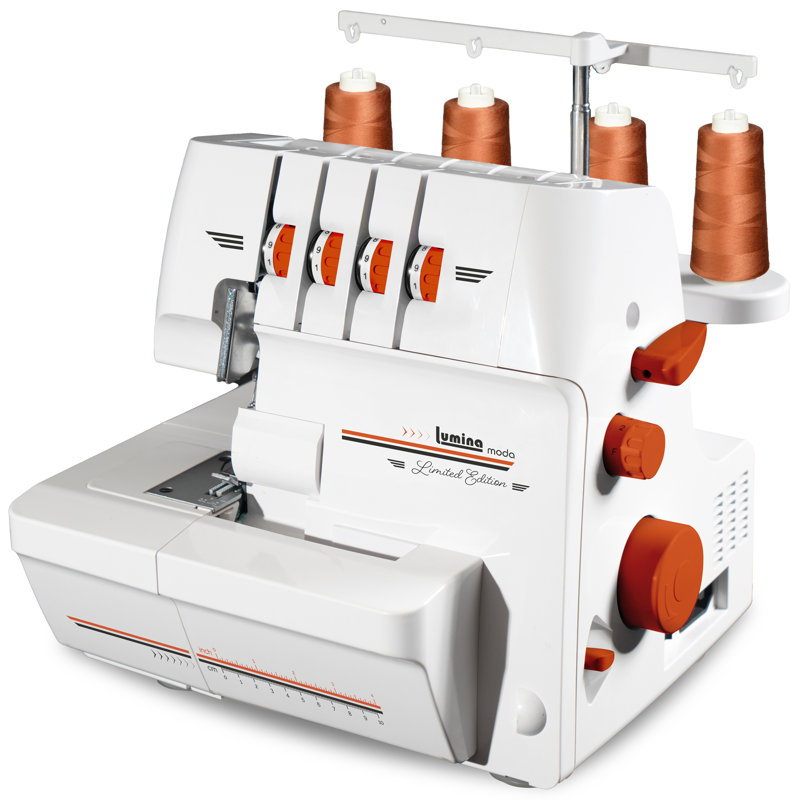 Lumina Moda White and Orange Heavy-Duty Serger Overlock Machine