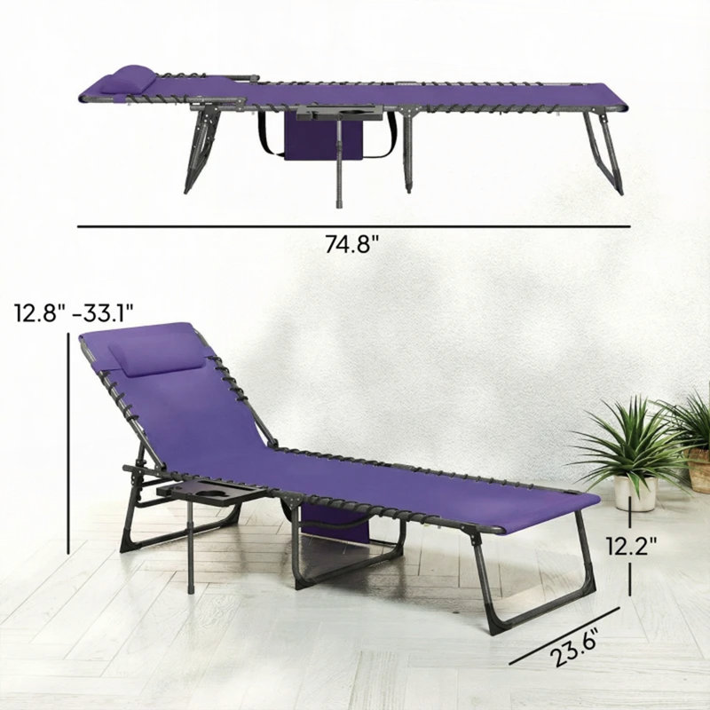 Outdoor Chaise Lounge Beach Chair, 1, Purple