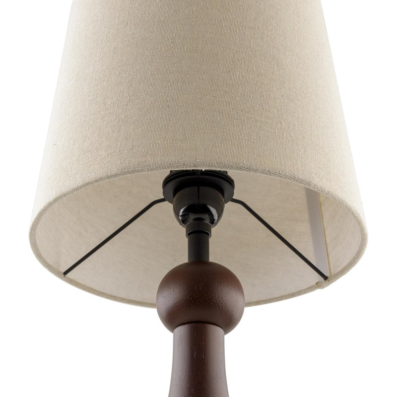 Lampe de table en bois massif Reyer, Brun