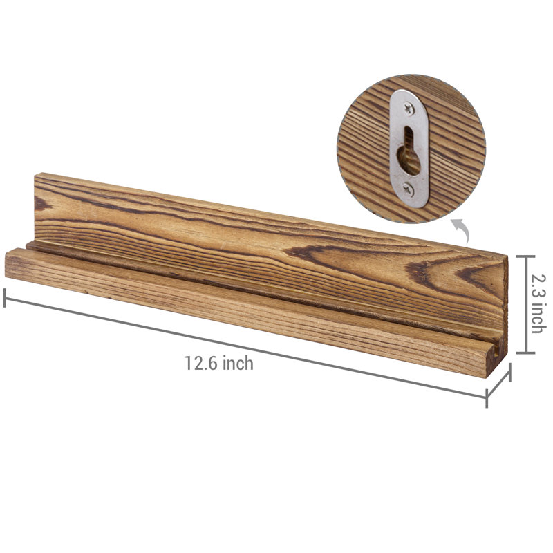 Aleck Challenge Coin Holder Solid Wood Floating Shelf, Dark Brown
