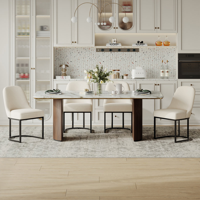 Chaise de salle à manger rembourrée Modern, Beige