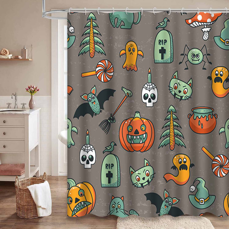 Rideau de douche élégant avec 12 crochets orange, L 72 po x l 78 po