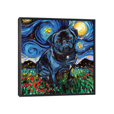 " Black Pug Night " by Aja Trier