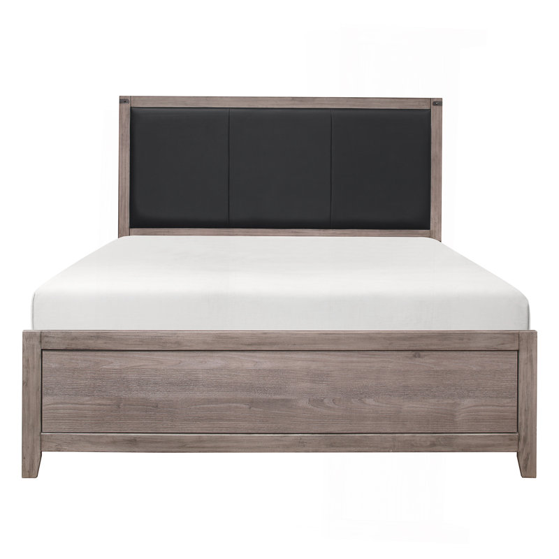 Mobilier de chambre à coucher tête de lit tapissier en similicuir brun brun, Lit double
