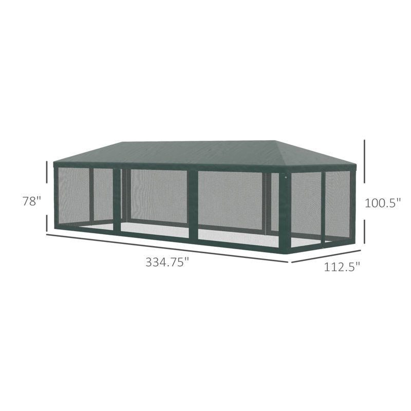 10' X 28' Party Tent Canopy, Outdoor Event Shelter Gazebo With 8 Removable Mesh Sidewalls, Zipper Doors, Steel Frame