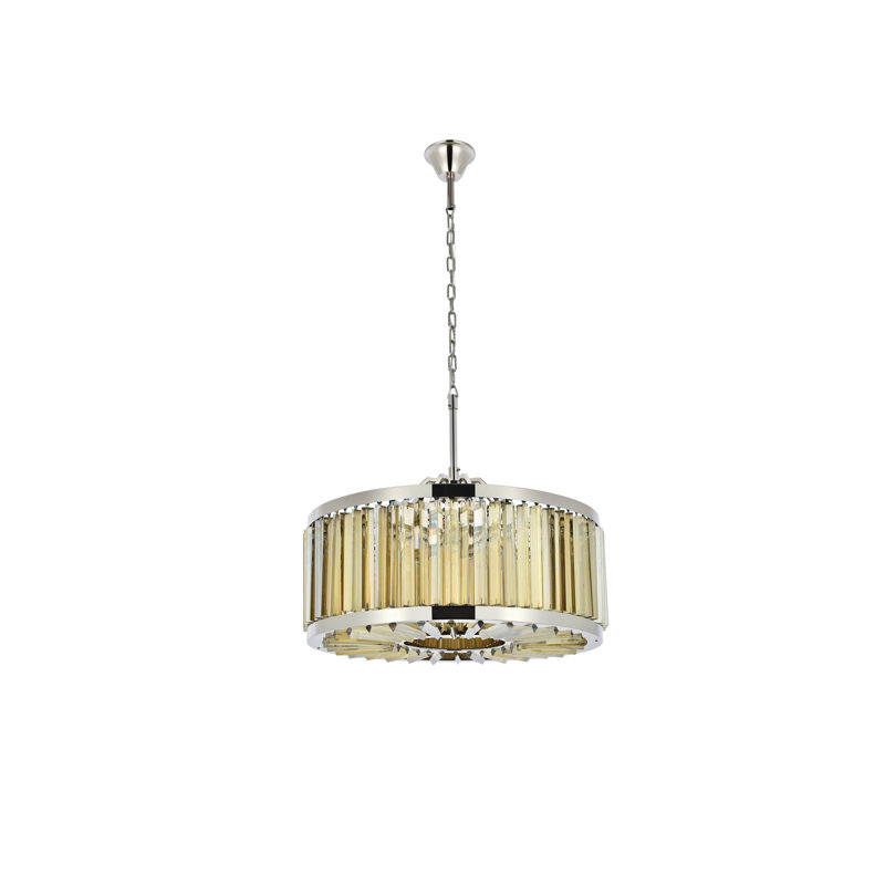 Dorinda 8 - Light Drum Chandelier, Golden Teak (Smoky), Polished Nickel