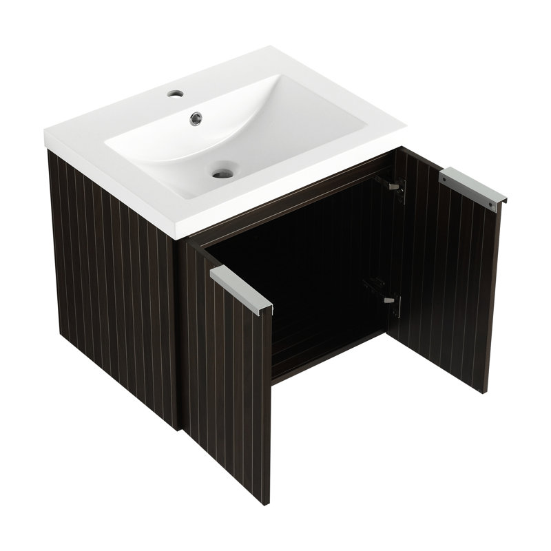 Meuble-lavabo de 24 pouces avec lavabo en résine, option de rangement supplémentaire, espace élégant, 24"