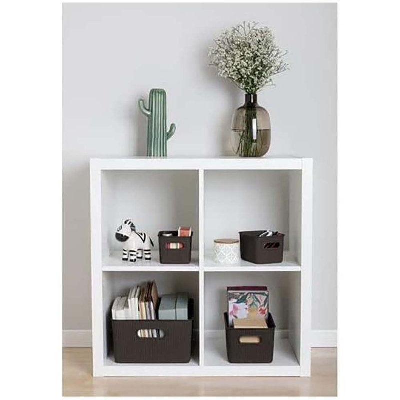 Decorative Plastic Storage Bins (Set of 4), Brown