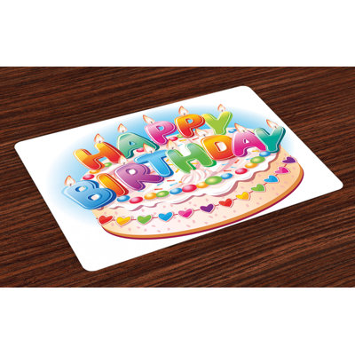 Birthday Party Cake Candles Hearts Placemat