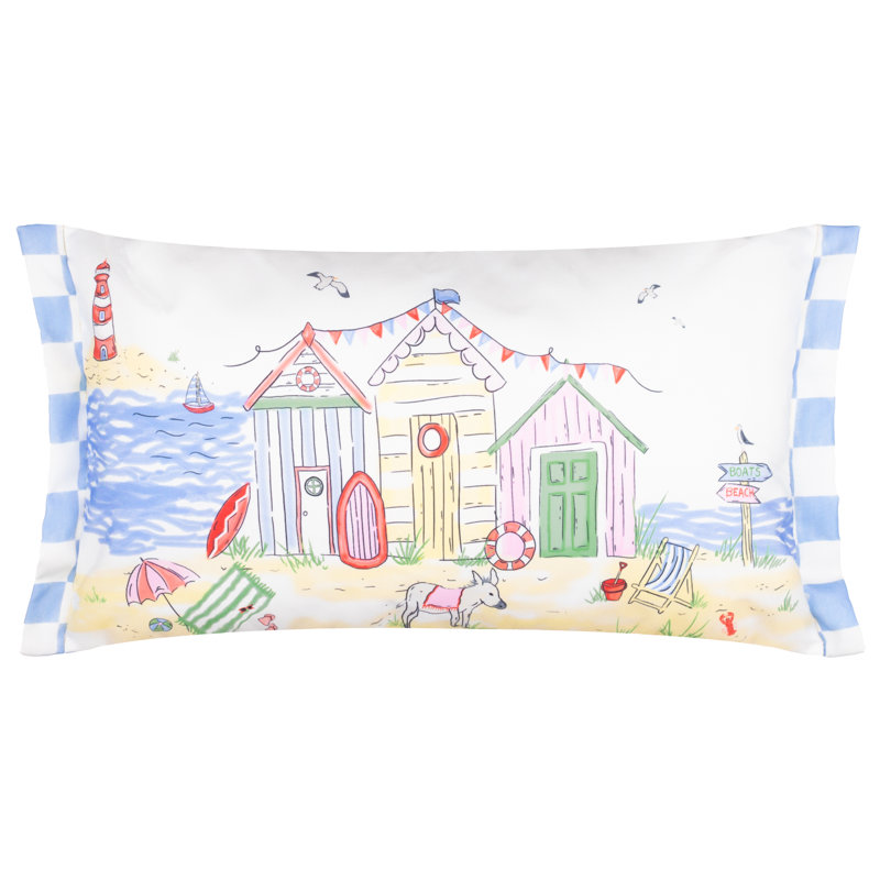 Beach Huts Indoor / Outdoor Cushion, Polyester, Rectangle 30cm H x 50cm W