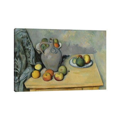 Pichet Et Fruits Sur Une Table by Paul Cezanne - Wrapped Canvas Painting