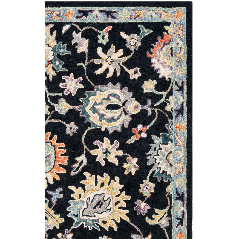 Tapis floral en laine / coton touffeté Shiverick, Rectangle 5 pi x 8 pi